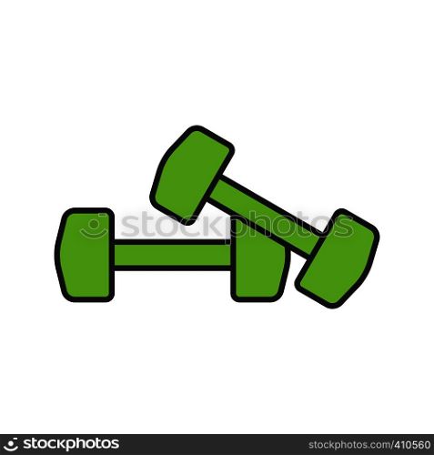 Dumbbells color icon. Fitness equipment. Isolated vector illustration. Dumbbells color icon
