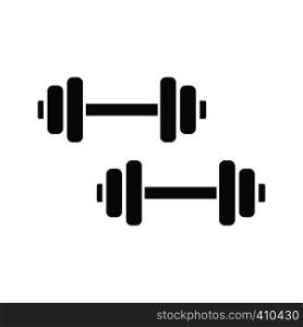 Dumbbells glyph icon. Silhouette symbol. Negative space. Barbells. Fitness equipment. Vector isolated illustration. Dumbbells glyph icon
