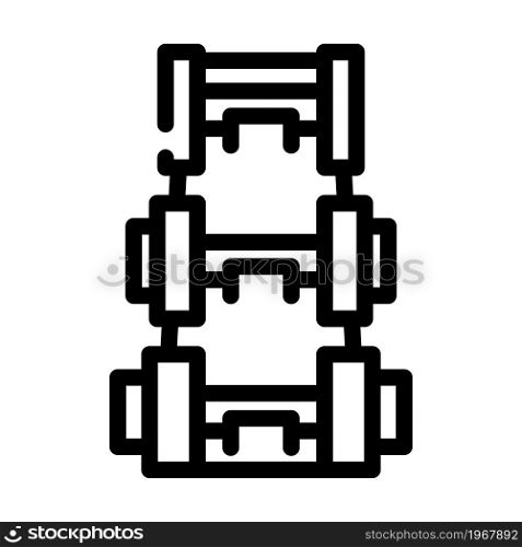 dumbbells gym equipment line icon vector. dumbbells gym equipment sign. isolated contour symbol black illustration. dumbbells gym equipment line icon vector illustration