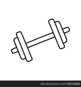 Dumbbells. Sport equipment line sketch. Hand drawn doodle outline icon. Vector black and white freehand fitness illustration