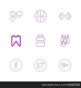 dumbell , basketball , facebook , twitter , google plus , sports , games , fitness , athletics , football , bodybuilding , snooker , ball , cricket , tennis , stopwatch , golf , social , media , icon, vector, design, flat, collection, style, creative, icons