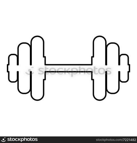 Dumbell Dumbbell disc weight training equipment contour outline icon black color vector illustration flat style simple image. Dumbell Dumbbell disc weight training equipment contour outline icon black color vector illustration flat style image