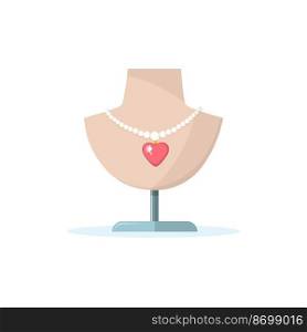 Dummy with necklace and heart shape jewel. Valentine day