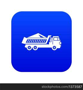Dump track icon digital blue for any design isolated on white vector illustration. Dump track icon digital blue