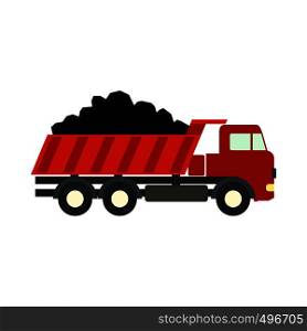 Dump truck flat icon isolated on white background. Dump truck flat icon
