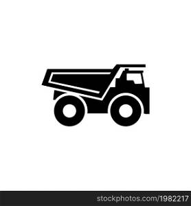 Dump Truck. Flat Vector Icon. Simple black symbol on white background. Dump Truck Flat Vector Icon