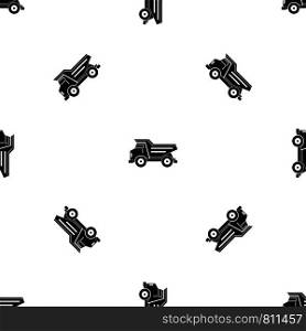 Dump truck pattern repeat seamless in black color for any design. Vector geometric illustration. Dump truck pattern seamless black