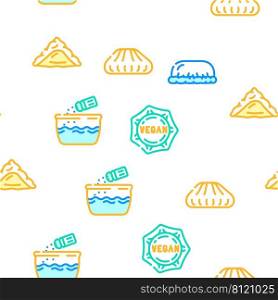 Dumpling Delicious Meal Recipe Vector Seamless Pattern Color Line Illustration. Dumpling Delicious Meal Recipe Icons Set Vector