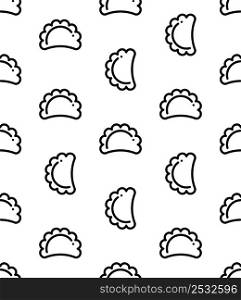 Dumpling Icon Seamless Pattern, Bread, Flour, Potatoes Based Dough Baked, Boiled, Fried, Simmered, Steamed Vector Art Illustration