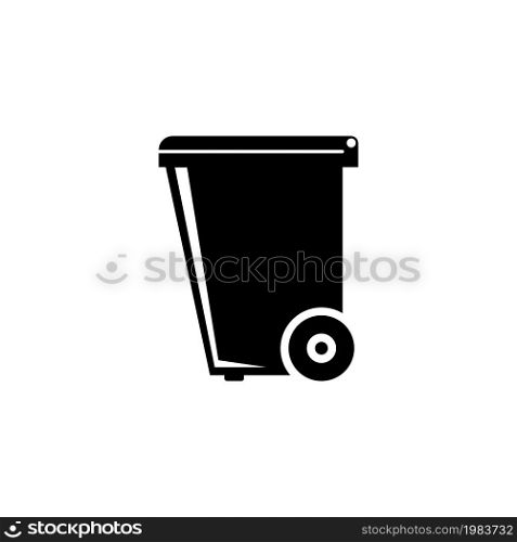 Dumpster, Plastic Tank for Trash. Flat Vector Icon illustration. Simple black symbol on white background. Dumpster, Plastic Tank for Trash sign design template for web and mobile UI element. Dumpster, Plastic Tank for Trash Flat Vector Icon