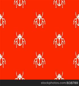 Dung beetle pattern repeat seamless in orange color for any design. Vector geometric illustration. Dung beetle pattern seamless