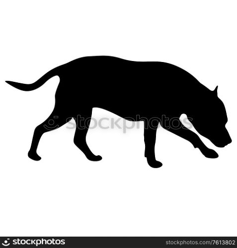 Dunker dog black silhouette on white background.. Dunker dog black silhouette on white background