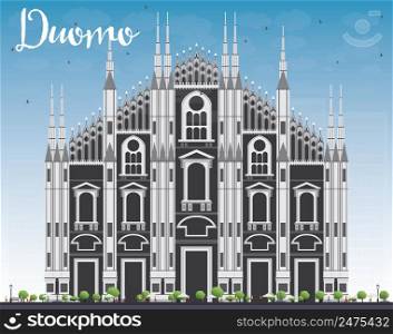 Duomo. Milan. Italy. Vector Illustration. Tourism Concept with Historic Building. Image for Presentation Banner Placard and Web Site.