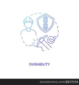 Durability blue gradient concept icon. Concrete material. Resistance to weathering action and damage. Civil engineering idea thin line illustration. Vector isolated outline RGB color drawing. Durability blue gradient concept icon