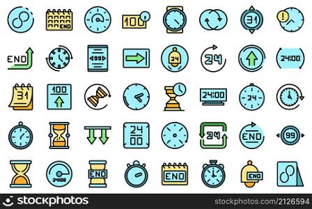Duration icons set outline vector. Future past. Present time. Duration icons set vector flat