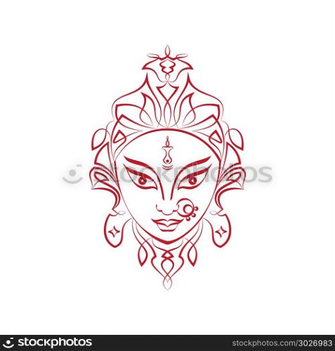 Durga Goddess Of Power, Divine Mother Of The Universe Design Vector Art Illustration. Durga Goddess Of Power, Divine Mother Of The Universe Design