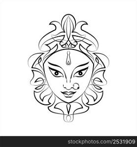 Durga Goddess Of Power, Divine Mother Of The Universe Vector Art Illustration