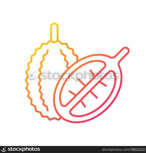 Durian gradient linear vector icon. Bittersweet fruit in Singapore. Fruit with strong fragrance. Mao Shan Wang. Thin line color symbol. Modern style pictogram. Vector isolated outline drawing. Durian gradient linear vector icon