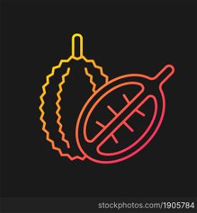 Durian gradient vector icon for dark theme. Bittersweet fruit in Singapore. Fruit with strong fragrance. Mao Shan Wang. Thin line color symbol. Modern style pictogram. Vector isolated outline drawing. Durian gradient vector icon for dark theme