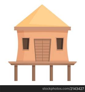 Dusk bungalow icon cartoon vector. Sea villa. House island. Dusk bungalow icon cartoon vector. Sea villa