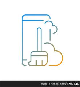 Dust and dirt inside the phone gradient linear vector icon. Smartphone and broom. Remove dust and dirt. Thin line color symbols. Modern style pictogram. Vector isolated outline drawing. Dust and dirt inside the phone gradient linear vector icon.