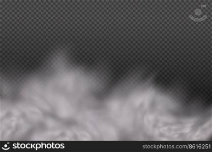 Dust cloud with particles,dirt,cigarette smoke, smog, soil and sand  particles. Realistic vector isolated on transparent background. 