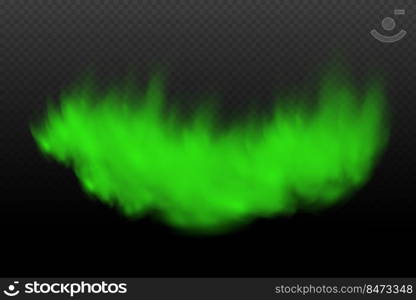 Dust green poisonous cloud with particles with dirt,cigarette smoke and smog. Realistic vector isolated on transparent background. 