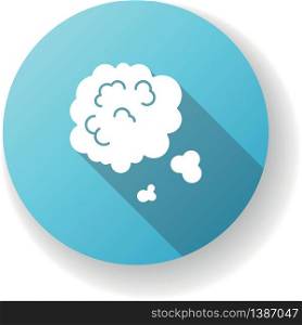 Dust in air blue flat design long shadow glyph icon. Environment contamination, ecology pollution, urban smog. Weather forecast, health hazard. Dusty cloud silhouette RGB color illustration. Dust in air blue flat design long shadow glyph icon