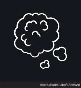 Dust in air chalk white icon on black background. Environment contamination, ecology pollution, urban smog. Weather forecast, health hazard. Dusty cloud isolated vector chalkboard illustration. Dust in air chalk white icon on black background