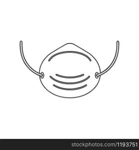 Dust mask icon for personal protection in vector line drawing