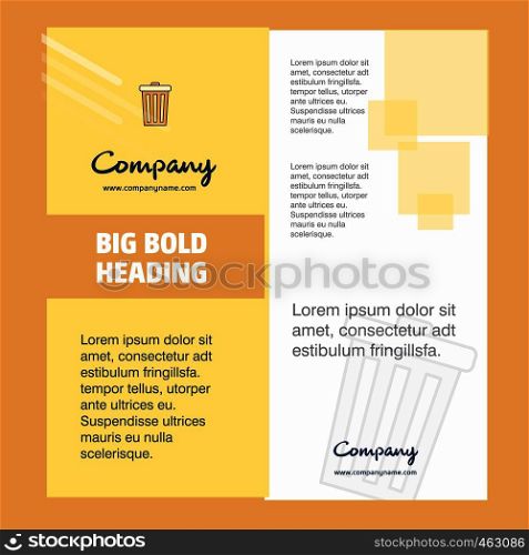 Dustbin Company Brochure Title Page Design. Company profile, annual report, presentations, leaflet Vector Background