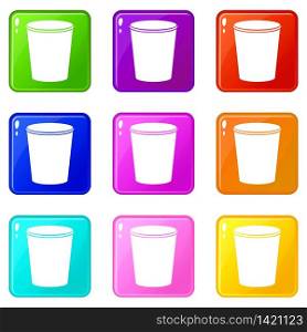 Dustbin icons set 9 color collection isolated on white for any design. Dustbin icons set 9 color collection