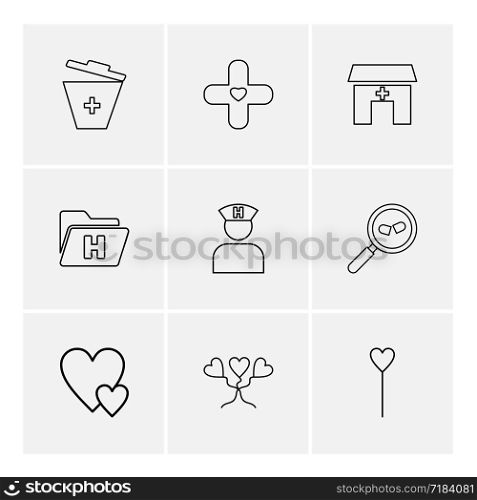 dustbin , medical , hospital , health , folder , nurse , search , heart , balloons , icon, vector, design, flat, collection, style, creative, icons
