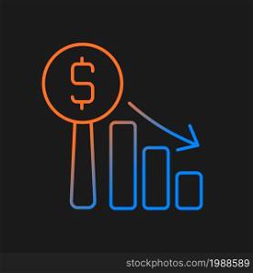 Dutch auction gradient vector icon for dark theme. Descending prices. Type of bargaining. Clock auction. Speed selling. Thin line color symbol. Modern style pictogram. Vector isolated outline drawing. Dutch auction gradient vector icon for dark theme