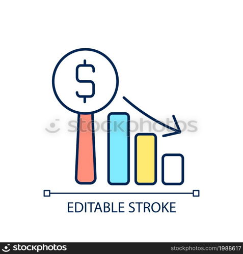 Dutch auction RGB color icon. Descending prices. Type of bargaining. Clock auction. Bidding for flowers. Speed selling. Isolated vector illustration. Simple filled line drawing. Editable stroke. Dutch auction RGB color icon