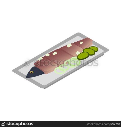 Dutch salted herring icon in isometric 3d style on a white background. Dutch salted herring icon, isometric 3d style