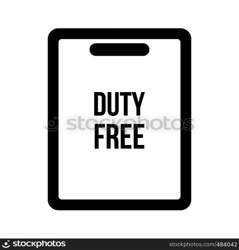 Duty free bag black simple icon isolated on white background. Duty free bag icon