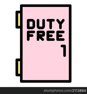 Duty free door icon. Outline duty free door vector icon color flat isolated. Duty free door icon color outline vector