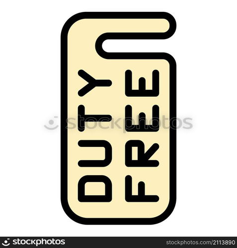 Duty free door tag icon. Outline duty free door tag vector icon color flat isolated. Duty free door tag icon color outline vector