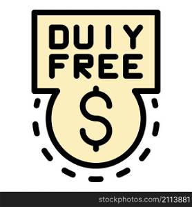 Duty free money icon. Outline duty free money vector icon color flat isolated. Duty free money icon color outline vector
