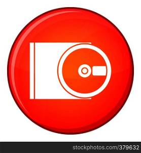 DVD drive open icon in red circle isolated on white background vector illustration. DVD drive open icon, flat style