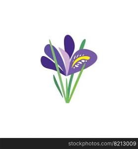 dwarf Iris purple flower vector logo icon illustration design