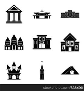 Dwelling icons set. Simple set of 9 dwelling vector icons for web isolated on white background. Dwelling icons set, simple style