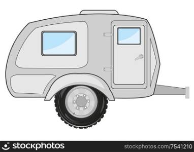 Dwelling trailor for car on white background is insulated. Vector illustration vein lodge for passenger car