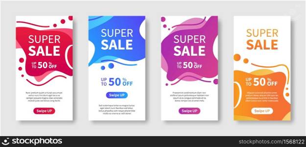 Dynamic modern liquid mobile abstract background for big sale banners. Special offer for business promotion super sale. Discount for design template with editable text. Set of vector illustrations.. Dynamic modern liquid mobile abstract background for big sale banners special offer super sale editable text set of vector illustrations