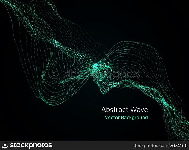 Dynamic particles array, 3d abstract music wave. Dynamics vector concept. Digital pattern motion visualization futuristic illustration. Dynamic particles array, 3d abstract music wave. Dynamics vector concept
