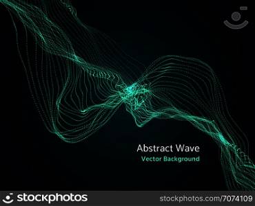 Dynamic particles array, 3d abstract music wave. Dynamics vector concept. Digital pattern motion visualization futuristic illustration. Dynamic particles array, 3d abstract music wave. Dynamics vector concept