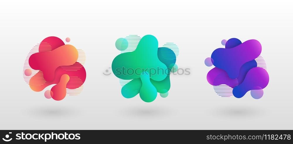 Dynamical colored forms. Geometric abstract elements with flowing liquid shapes, template for logo, flyer or presentation design vector creativity modern set. Dynamical colored forms. Geometric abstract elements with flowing liquid shapes, template for logo, flyer or presentation design vector set