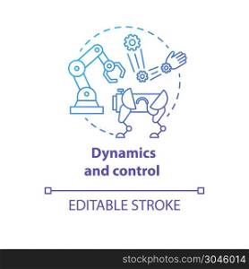 Dynamics and control blue gradient concept icon. Robotics motion system idea thin line illustration. Information technologies, innovative programming. Vector isolated outline drawing. Editable stroke