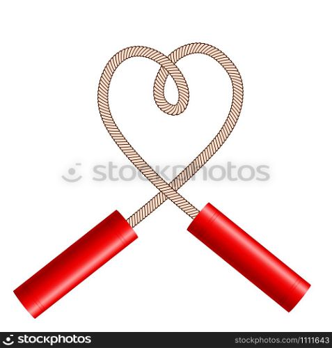 Dynamite sticks with rope like heart symbol on white, stock vector illustration